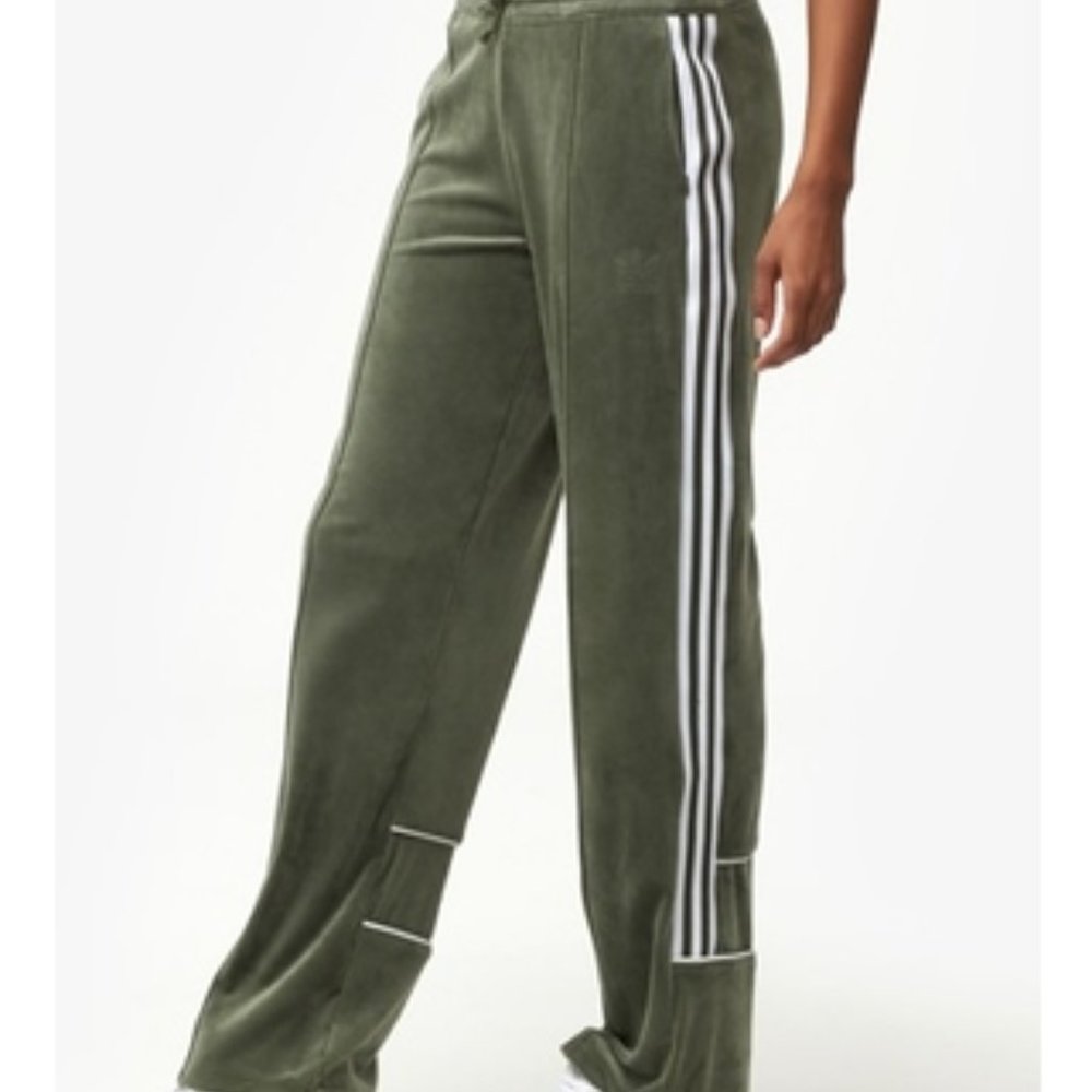 Adidas green velour track pants